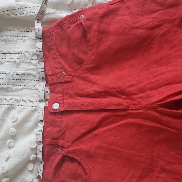 Beautiful vintage Esprit 100% linen red pants high waisted straight leg - Picture 2 of 9